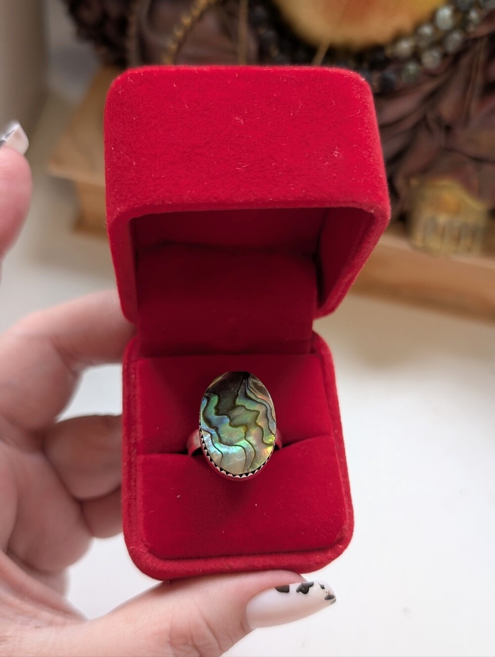 Vintage Handmade Abalone Shell 🐚🌊🐚 in 925 Sterling Silver Setting 9.75